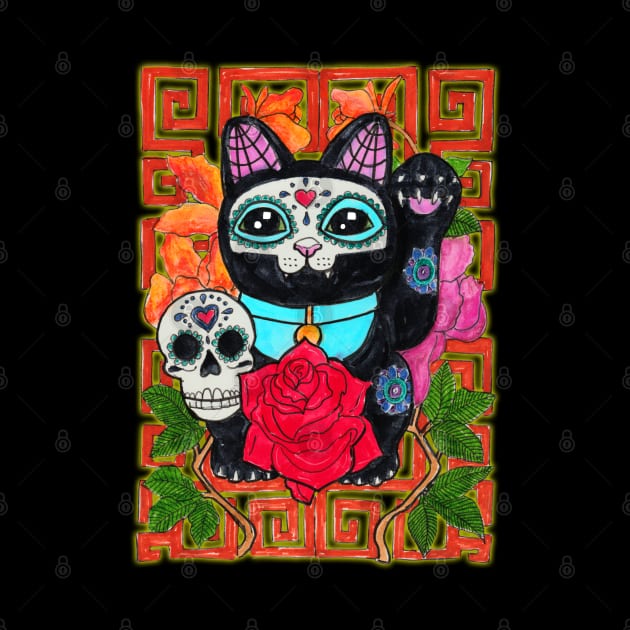 Day of the Dead lucky cat by JenStedman73