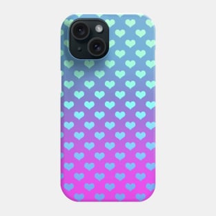 Gradient Pink Purple Blue Hearts Pattern Phone Case