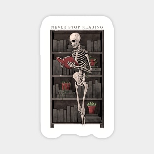 Never Stop Reading - Death Skull Book Gift Magnet
