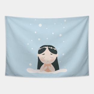 Dreamy black haired girl Tapestry