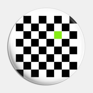 Checkered Black and White with One Lime Green Square Pin