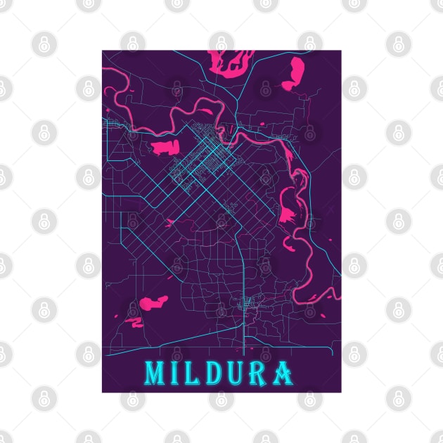 Mildura Neon City Map by tienstencil