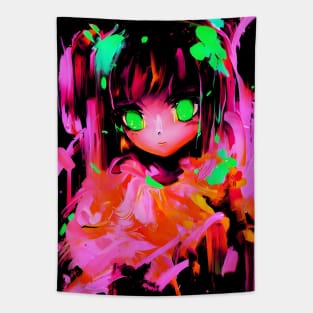 Pink Anime Girl Creepy Cute Tapestry