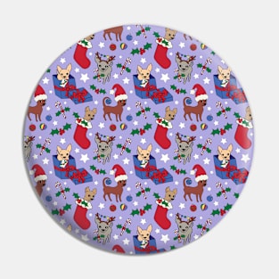 Christmas Chis! Christmas chihuahuas print in lilac Pin