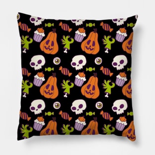 Halloween  - Pattern - Pumpkin, spooky, zombi, boo , pumpkin, candy, poison, bones Pillow