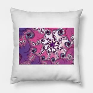 Pink and Purple Fractal Spiral Pillow