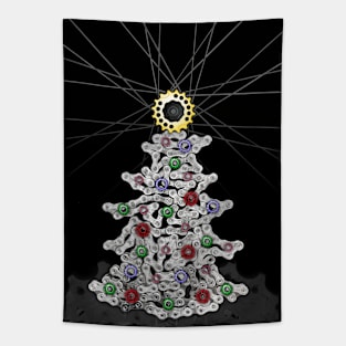 Bike Chain Cycling Christmas Tree Tapestry