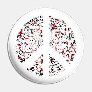 Peace Symbol paint drips abstract art Pin