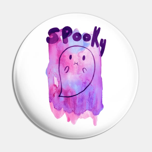 Spooky Purple Watercolor Ghost Pin by saradaboru