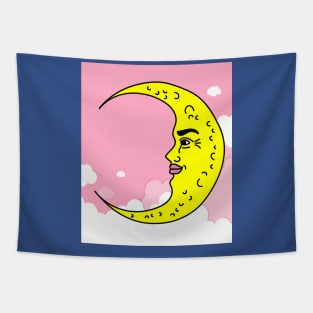 Luminous Moon Half Moon Face Tapestry