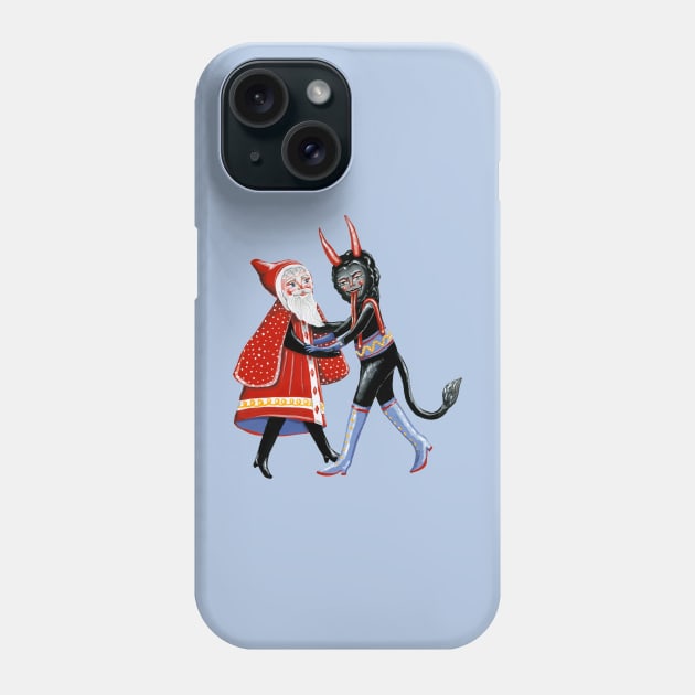 Father Christmas and Krampus dancing Phone Case by KayleighRadcliffe