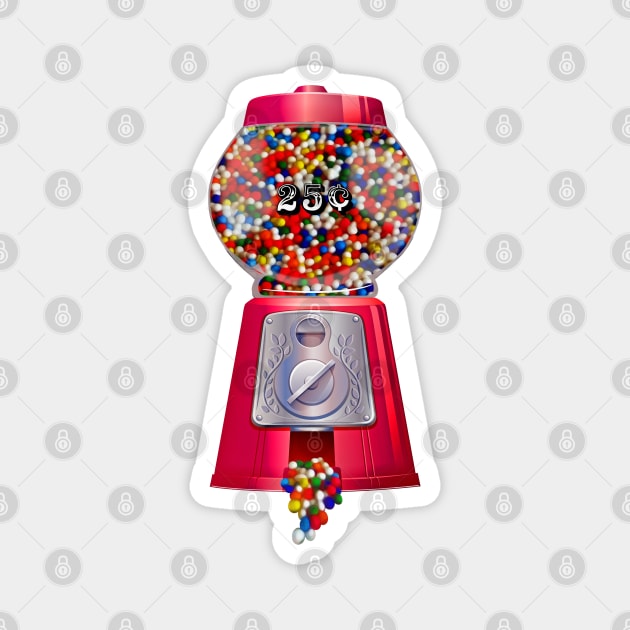 Retro Candy Gum Ball Machine Magnet by 2HivelysArt