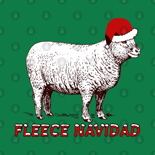 Sheep Wearing Santa Hat And Pun Fleece Navidad by taiche