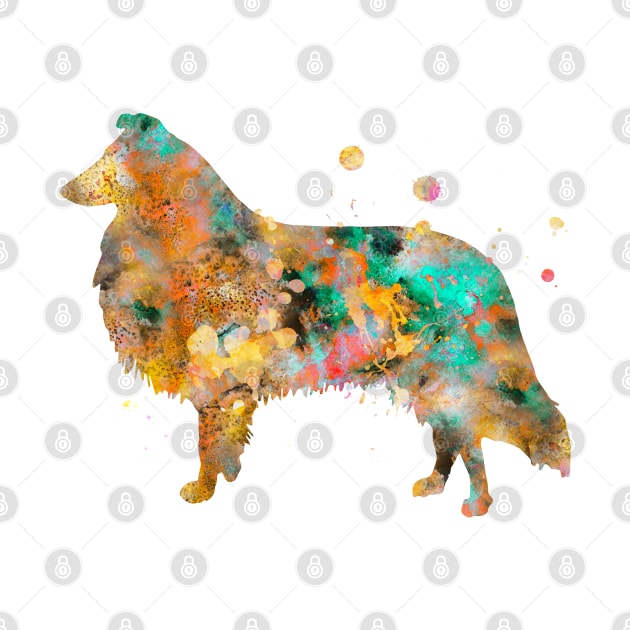 Collie Dog Watercolor Painting by Miao Miao Design