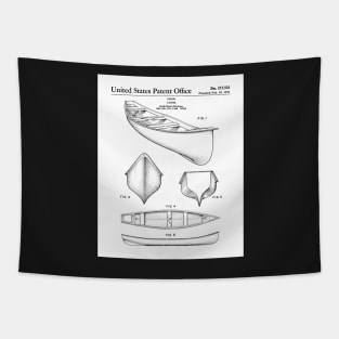 Canoe Patent - Kayak Art - Black And White Tapestry