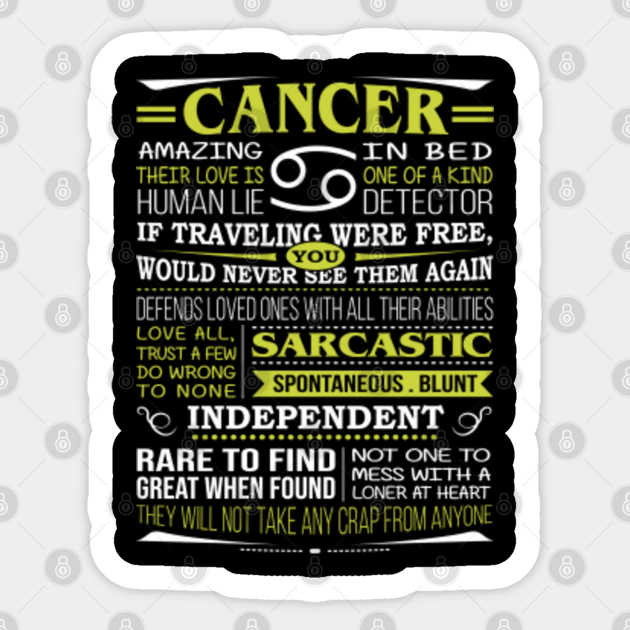 Cancer Zodiac Amazing In Bed Their Love Is Of A Kind Birthday Gifts Of Zodiac Signs Unique I Sticker Teepublic