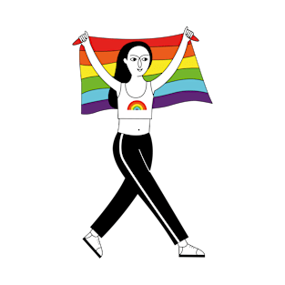 Woman with rainbow flag in her hands. T-Shirt