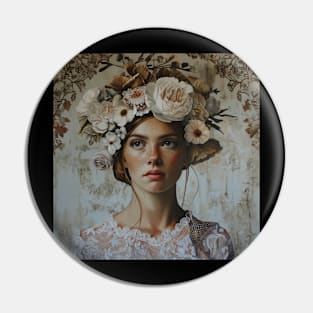 The woman with flower wreath Pin