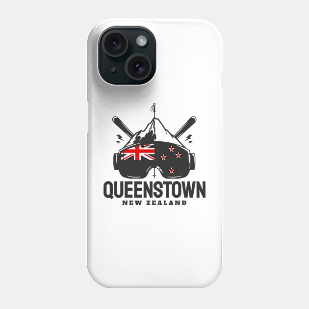 Queenstown New Zealand Ski Resort Skiing Souvenir Phone Case by zap