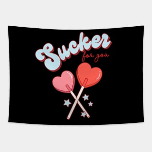 Sucker For You Valentines Day Funny Lollipop Heart Candies Tapestry