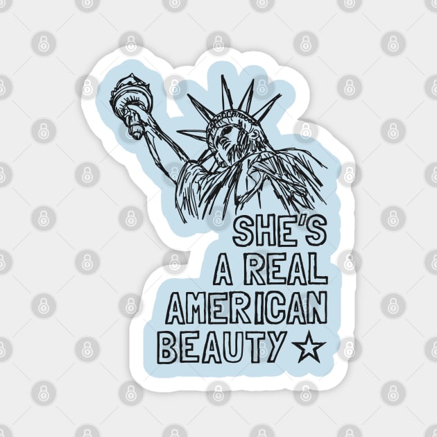 She's A Real American Beauty: Patriotic Statue Of Liberty Sketch Magnet by TwistedCharm