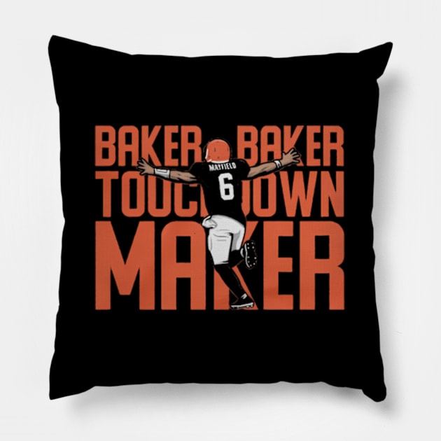 Baker Mayfield Baker Baker Touchdown Maker Pillow by caravalo