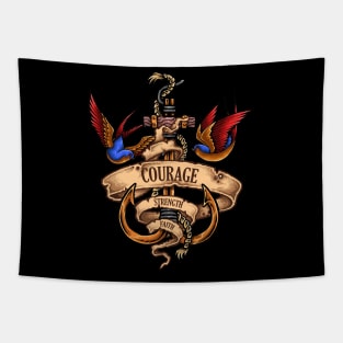 Courage strength faith Tapestry