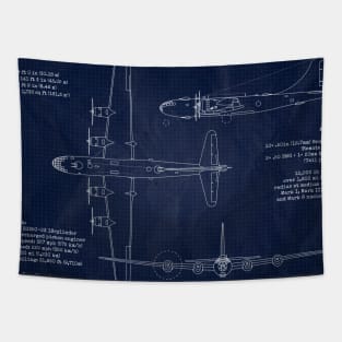 B29 Superfortress Blueprint Tapestry