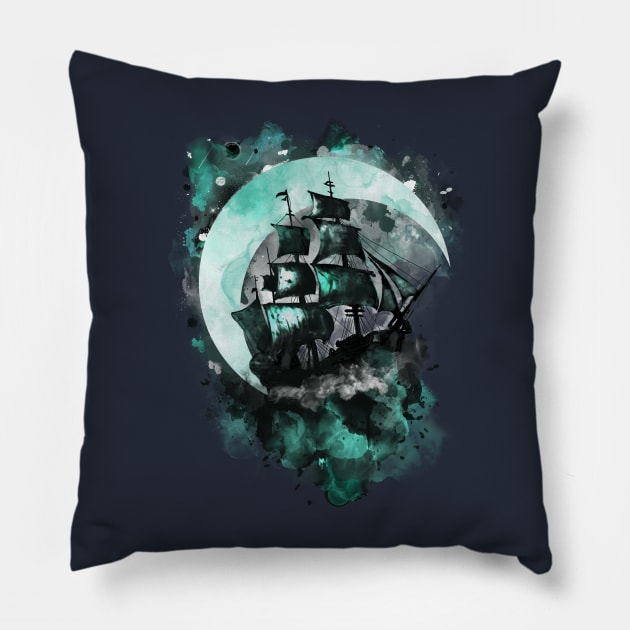 Sail Through the Moon Pillow by PixelSamuel