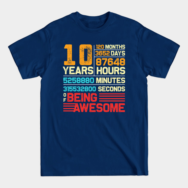 Disover 10 Years Old 10th Birthday Vintage Retro T Shirt 120 Months - 10 Years Old 10th Birthday Vintage Retr - T-Shirt