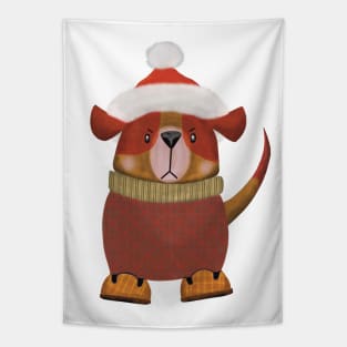 Grumpy Christmas Pup Tapestry