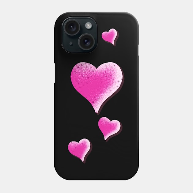 Pink Hearts Illustration Vintage Heart Design Phone Case by Foxxy Merch