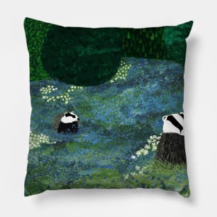 Badgers in Bluebells Pillow