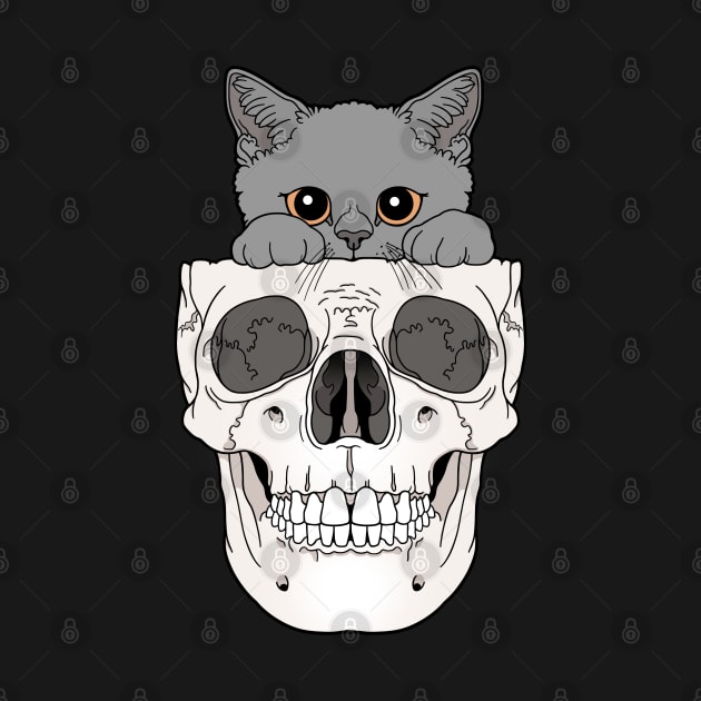 Grey Kitty & Skull by tiina menzel