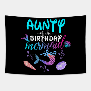Aunty Of The Birthday Mermaid Matching Family Tapestry
