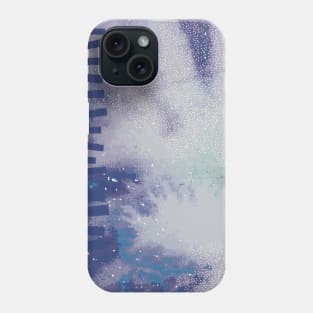 Abstract Watercolor Illustration With Geometric Hatch Marks - Slate Blue Phone Case