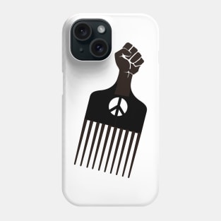 Black fist afro pik comb Phone Case