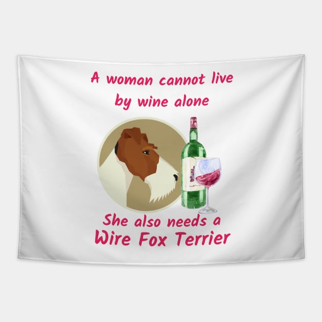 A Funny Wire Fox Terrier and Wine Tapestry by onepony