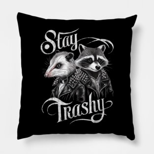 Stay Trashy Funny Possum And Raccoon Lovers Pillow