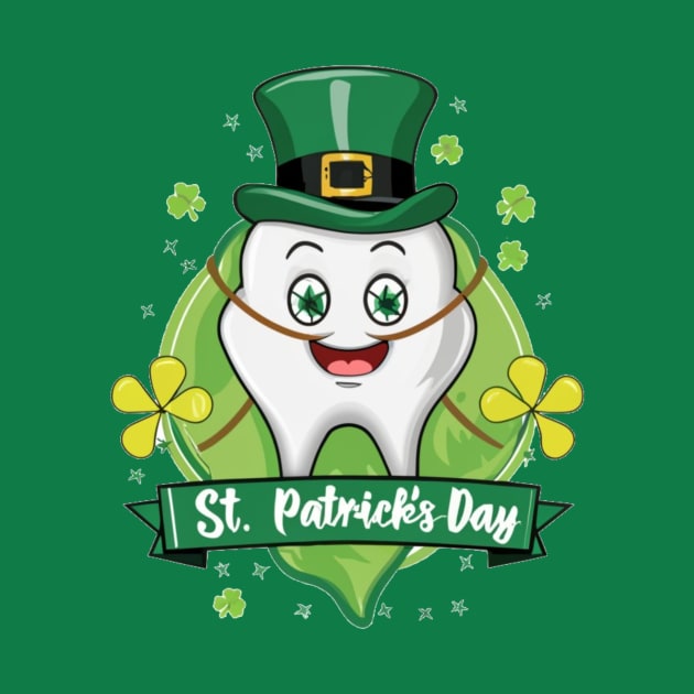 happy st patrick's day tooth, for funny dentist by Justin green