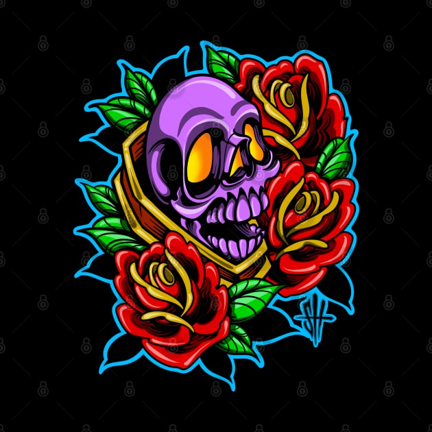 Skull and Roses by Tat2Shawn