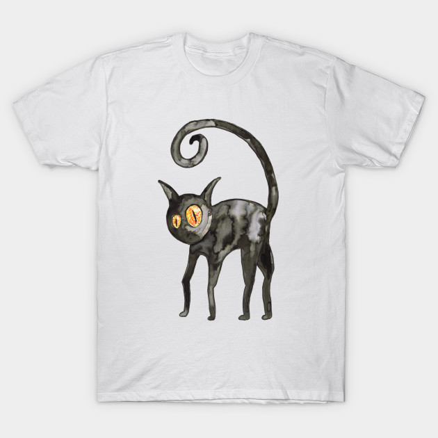 Black Cat Watercolor Black Cat T Shirt Teepublic Uk
