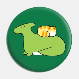 Hadrosaurid and Orange Tabby Cat Pin