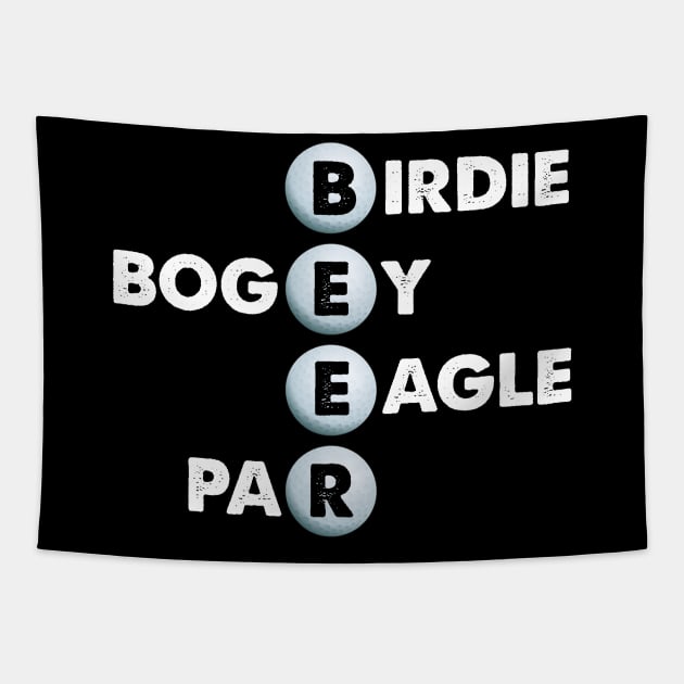 Birdie Bogey Eagle Par Beer Funny Golf Golfing Golfer Gift Tapestry by Marang