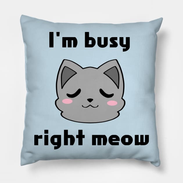 I'm Busy Right Meow Pillow by Ashe Cloud