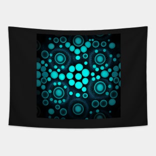 Glowing blue polka dots design Tapestry