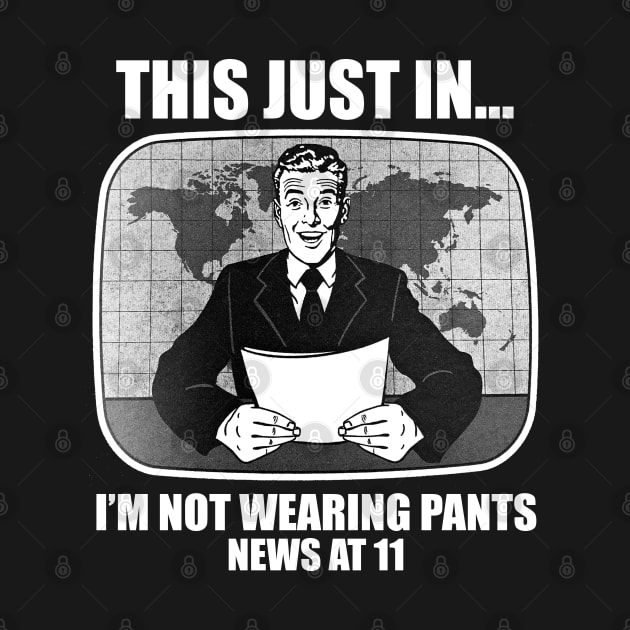 This Just In.. I'm Not Wearing Pants News at 11 Funny Humor by Alema Art