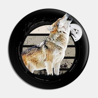 Howling Wolf During Full Moon Pin