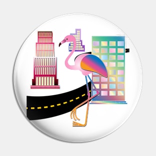 Flamingo In The City Pin