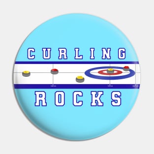 Curling Rocks - Ice Blue BackGround Pin